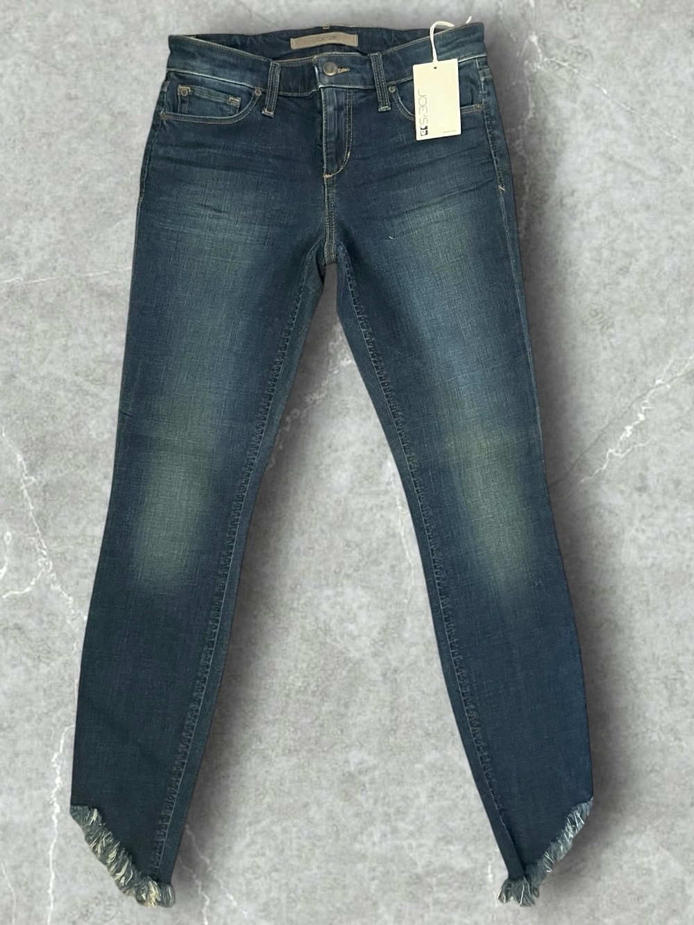 Joe's Jeans Mid Rise Skinny Ankle Frayed Hem